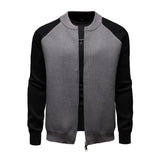 Men's Casual Colorblock Baseball Collar Loose Zipper Knit Cardigan 29510567M