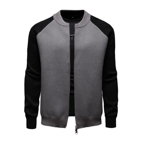 Men's Casual Colorblock Baseball Collar Loose Zipper Knit Cardigan 29510567M