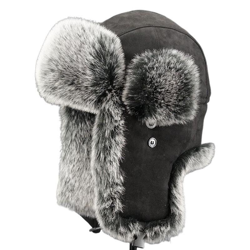 Men's Suede Thick Warm Earmuffs Hat 05828693U