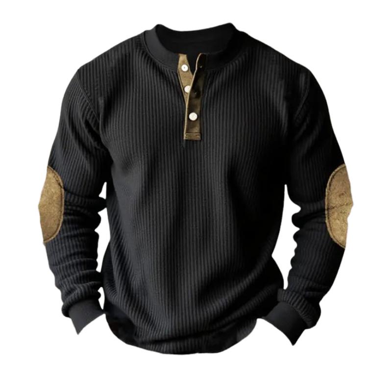 Felpa a maniche lunghe casual da uomo con colletto Henley Colorblock 97391370Y