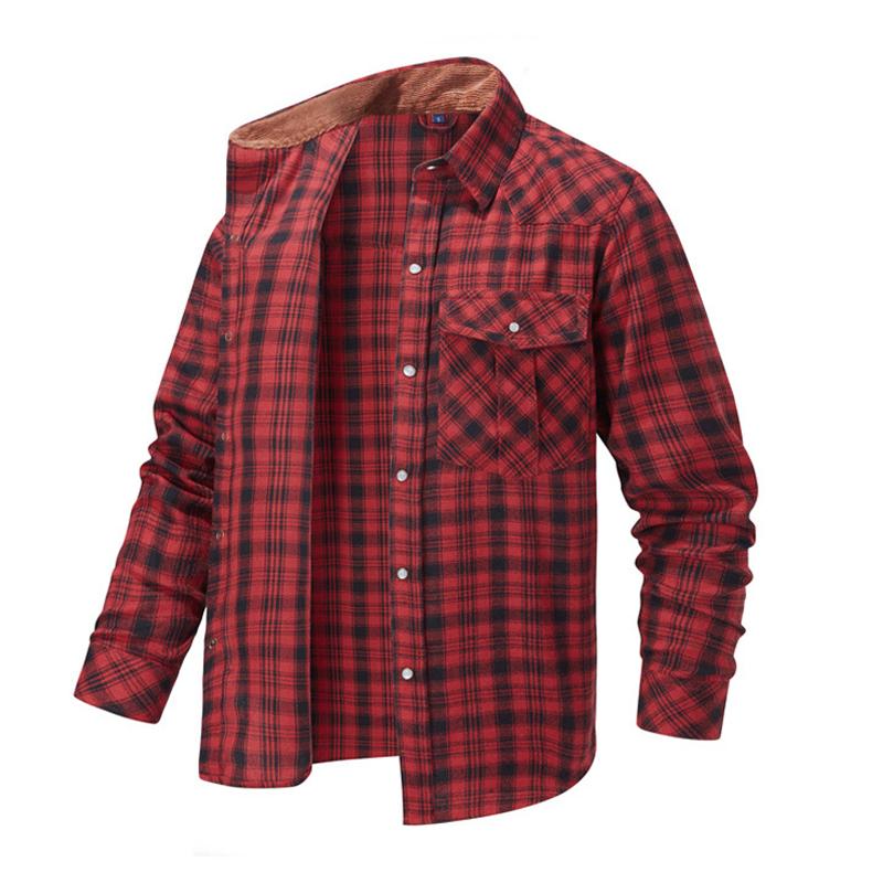 Men's Retro Plaid Lapel Long Sleeve Loose Casual Shirt 89801204Z