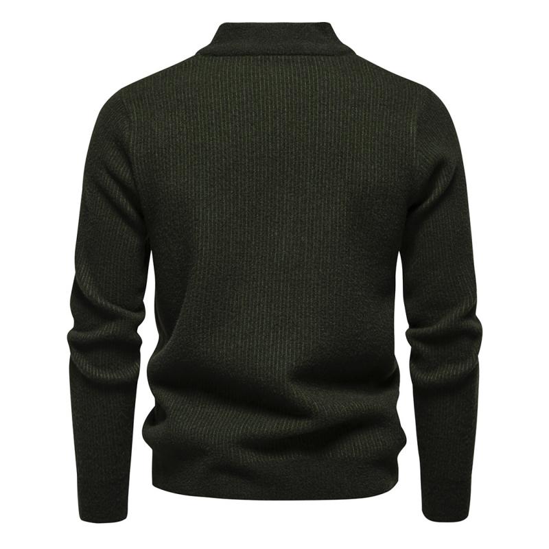 Men's Solid Color Stand Collar Zipper Knit Sweater 05520693Y