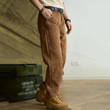 Men's Retro Stitching Loose Straight Denim Cargo Pants 00352546Z
