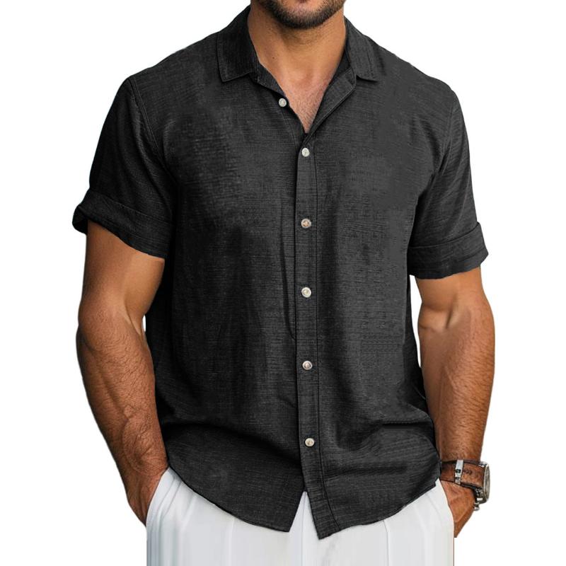 Chemise à manches courtes en coton et lin pour homme 86542844Y