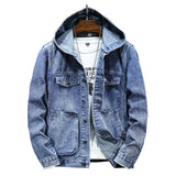 Men's Retro Washed Hooded Multi-pocket Denim Jacket 83429358Z