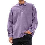 Men's Casual Lapel Loose Long-sleeved Polo Shirt 72037686M