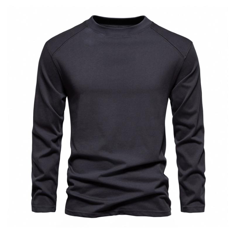 Men's Casual Cotton Breathable Round Neck Slim Long Sleeve T-shirt 39533085M