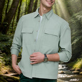 Men's Vintage Solid Color Long Sleeve Cargo Shirt Jacket 50462603Y