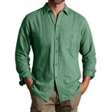 Men's Casual Solid Color Chest Pocket Long Sleeve Shirt 71887713Y