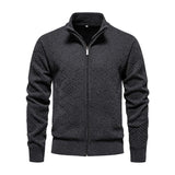 Men's Casual Stand Collar Zipper Slim Fit Knitted Cardigan 62307668M