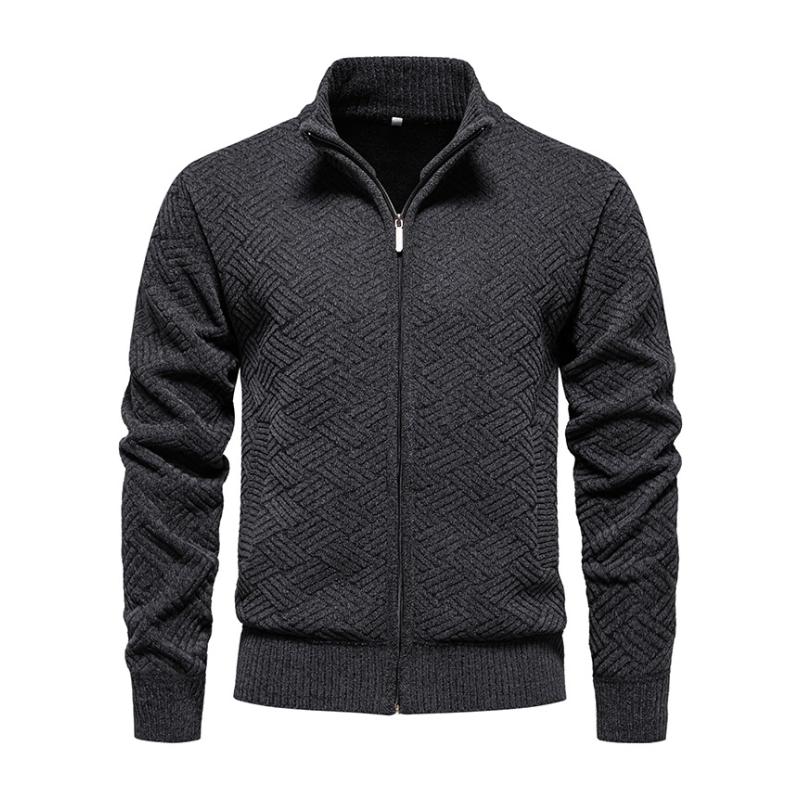 Men's Casual Stand Collar Zipper Slim Fit Knitted Cardigan 62307668M