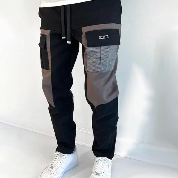Men's Fashion Colorblock Multi-pocket Elastic Waist Cargo Pants 15484417Z