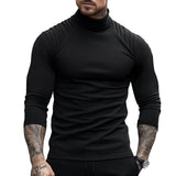 Men's Solid Color Slim High Neck Long Sleeve T-Shirt 97050106Y