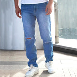 Men's Solid Color Ripped Jeans 33205752Y
