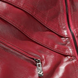 Men's Vintage Patchwork Stand Collar Zipper Motorcycle Leather Jacket 87958383M