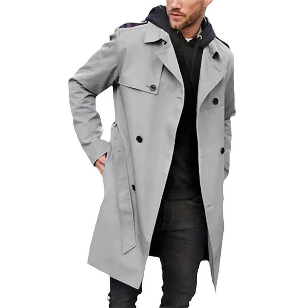 Men's Solid Slim Lapel Double Breasted Trench Coat 99681313Z