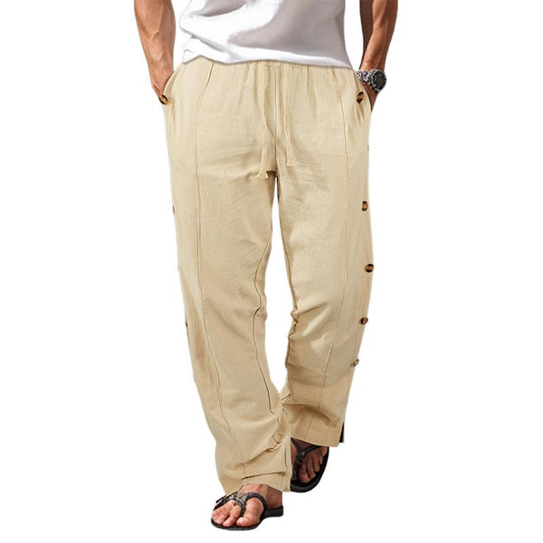 Men's Cotton and Linen Casual Single-breasted Decorative Pants 25241955X