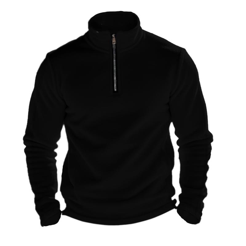 Men's Casual Outdoor Zipper Stand Collar Polar Fleece Pullover Sweatshirt 38767226M