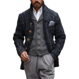 Men's Vintage Stand Collar Single Breasted Slim Fit Knitted Cardigan 45757906M