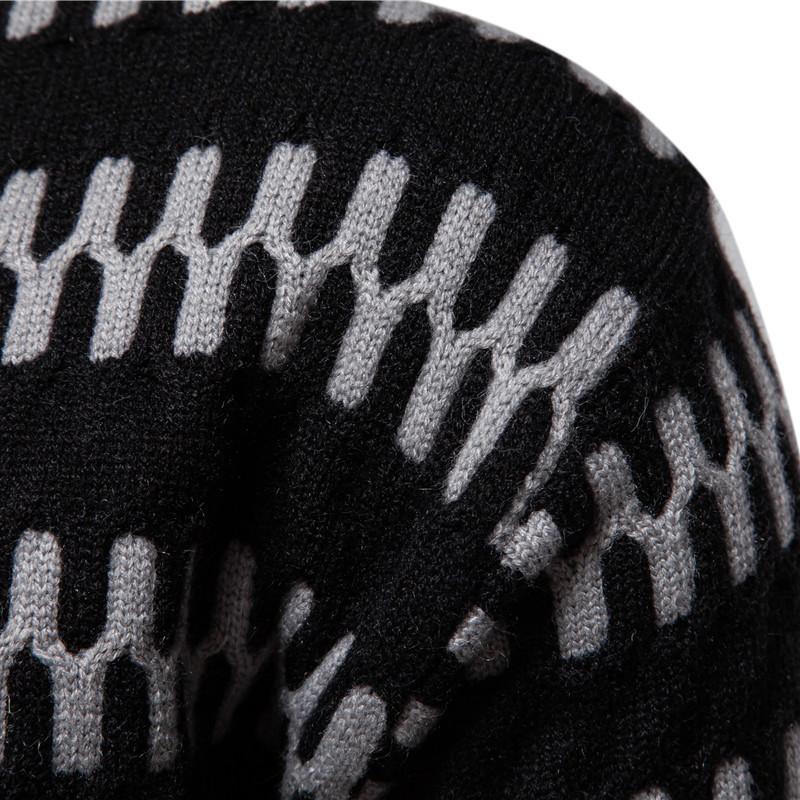 Men's Fashion Contrast Jacquard Round Neck Pullover Knitted Sweater 13556024M