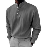 Men's Casual Button-down Collar Loose Pullover Sweatshirt 24654271M