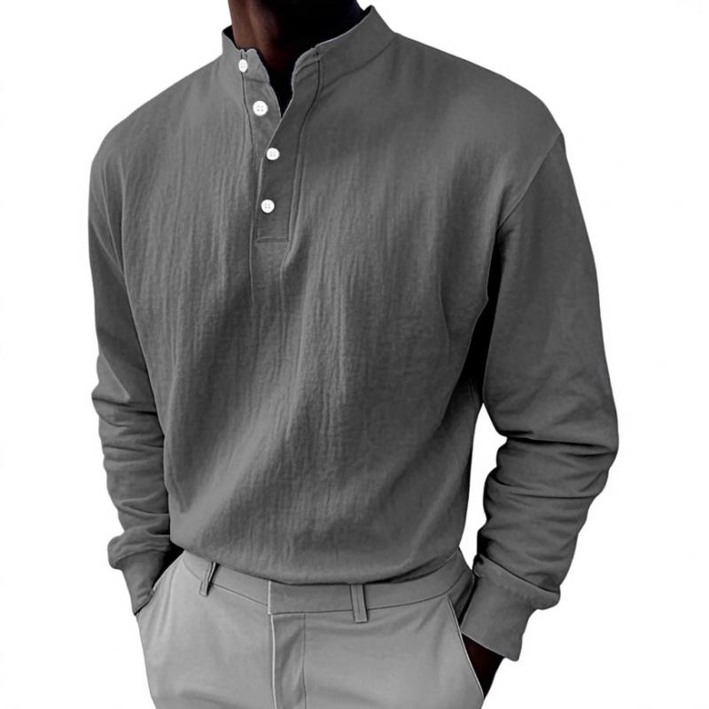 Men's Casual Button-down Collar Loose Pullover Sweatshirt 24654271M