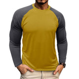 Men's Casual Round Neck Colorblocked Raglan Long Sleeve Slim Fit T-shirt 13360949M