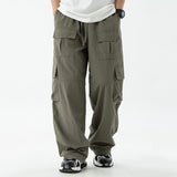 Men's Solid Loose Multi-pocket Elastic Waist Cargo Pants 73317666Z