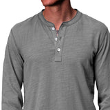 Men's Solid Loose Henley Collar Long Sleeve Casual T-shirt 05532025Z