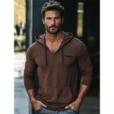 Men's Casual Drawstring Hood Kangaroo Pocket Long Sleeve T-Shirt 08805821Y