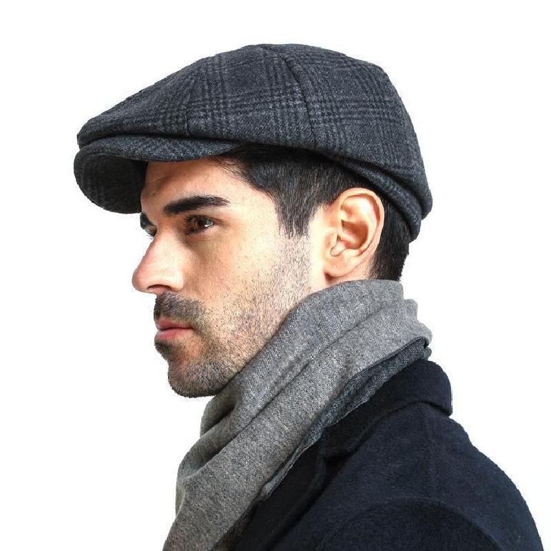 Cappello ottagonale classico da uomo a quadri 12007846K