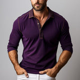 Men's Casual Purple Long-sleeved Polo Shirt 44277438F