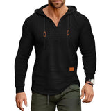 Men's Casual Checkered Jacquard Loose Long Sleeve Hoodie 74768113M