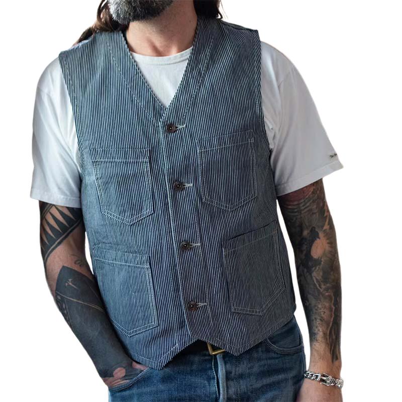 Men's Classic Retro Vertical Striped Work Vest 43181283K