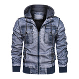 Men's Leather Jacket with Detachable Hood 46304664F