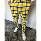 Men's Casual Plaid Printed Suit Pants 36910727Y