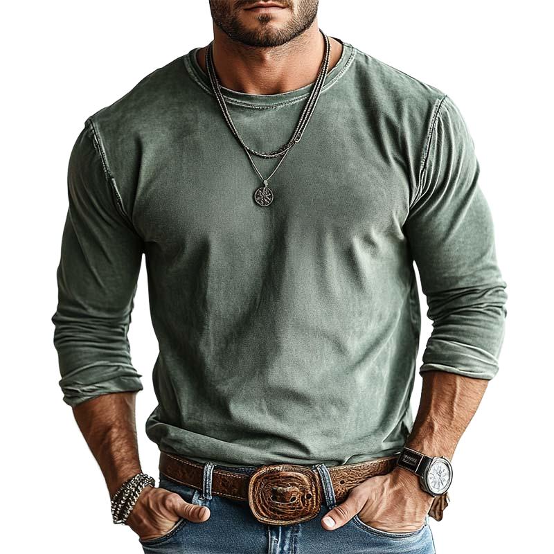 Men's Casual Basic Round Neck Slim Long Sleeve T-shirt 93911894K