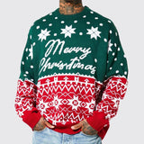 Men's Casual Christmas Contrast Jacquard Crew Neck Knit Sweater 85183515M