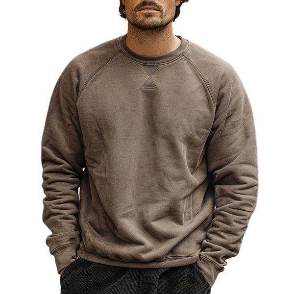 Men's Simple Round Neck Raglan Sleeve Sweatshirt 01074476Y