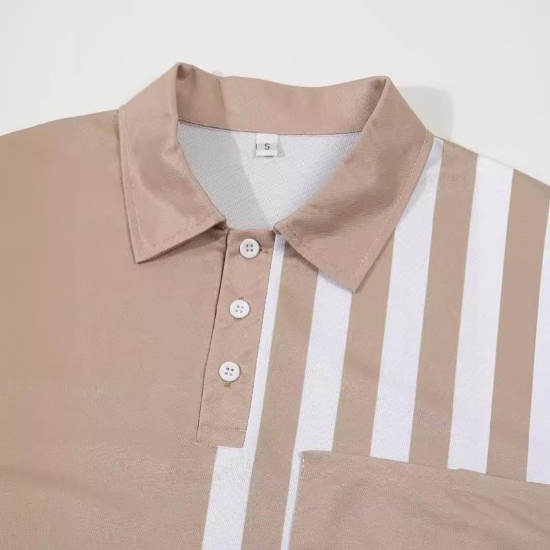 Men's Striped Print Short-Sleeved Polo Shirt 47095898Y