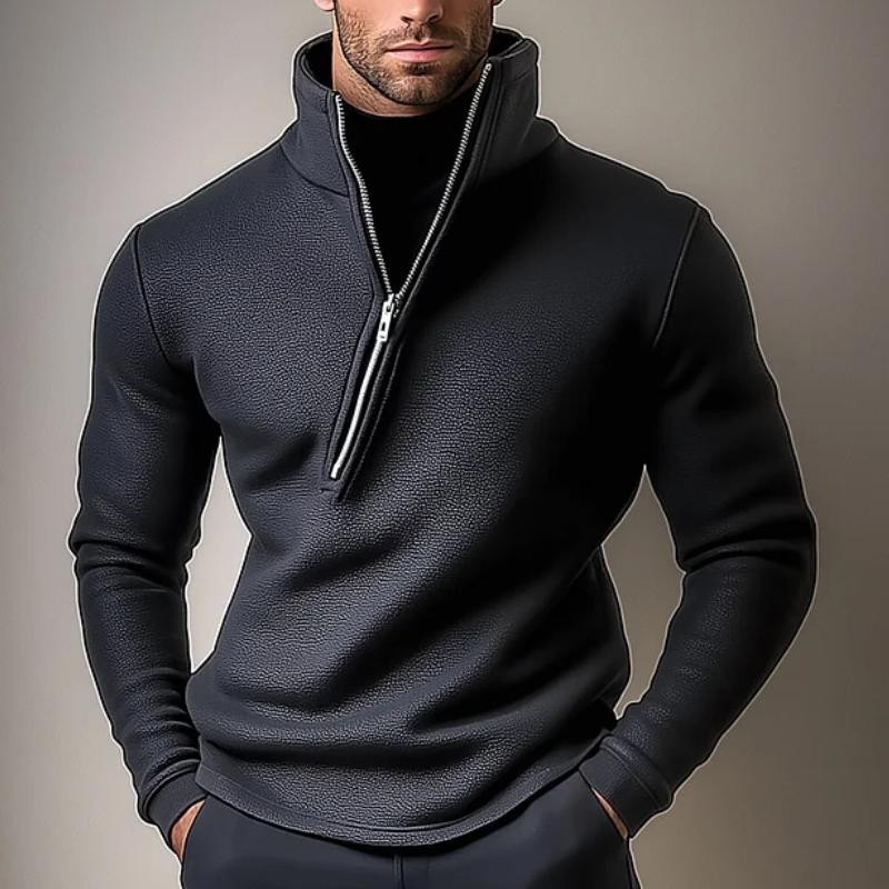 Men's Stand Collar Zipper Leather Sweatshirt 45822655F