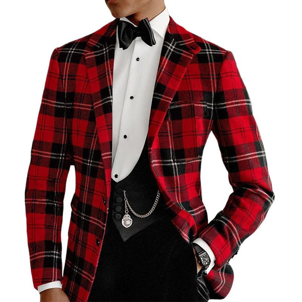 Men's Check Print Festive Blazer 35025106X