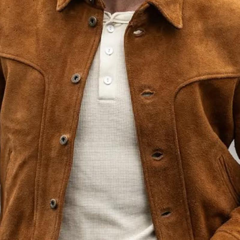 Men's Fashion Vintage Suede Single Breasted Short Jacket 88628862Y