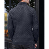 Men's Casual Jacquard Knit Lapel Sweater 15858753Y