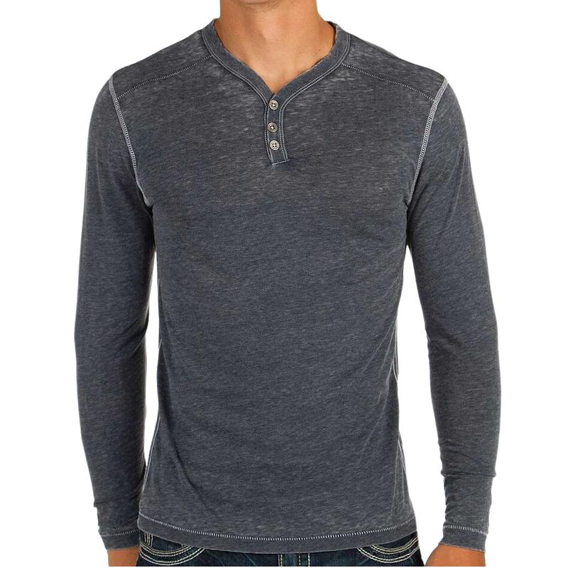 Men's Classic Retro V-neck Long-sleeved Versatile T-shirt 69436939F