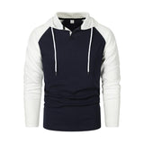 Men's Casual Colorblock Waffle Raglan Sleeve Hooded Long Sleeve T-Shirt 66075787Y