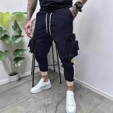 Men's Casual Solid Color Zipper Multi-Pocket Colorblock Cargo Pants 01673675Y