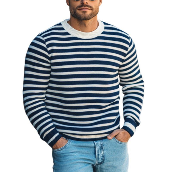 Men's Striped Knit Crew Neck Slim Fit Sweater 58710573Y