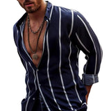 Men's Casual Striped Long Sleeve Shirt 96084367TO