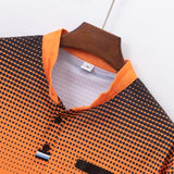 Men's Casual Polka Dot Print Stand Collar Long Sleeve T-shirt 42345058X